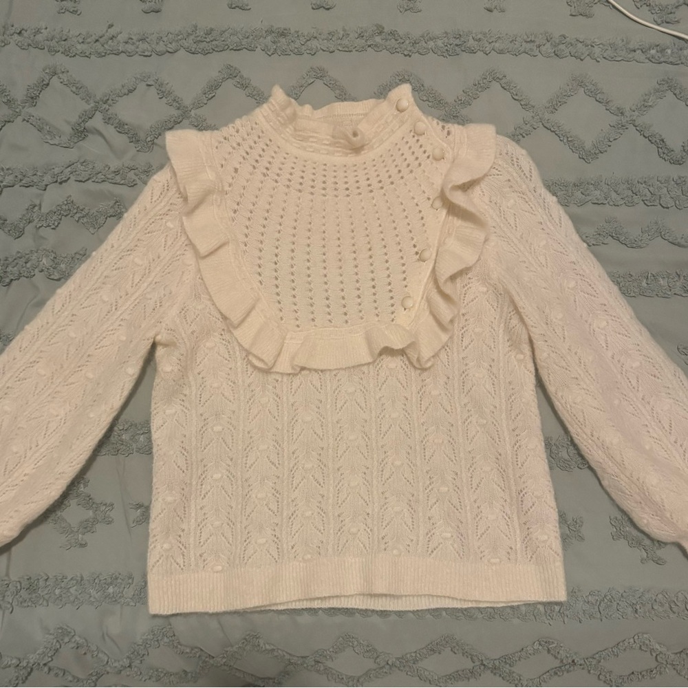 Sezane Wool Blend Cream Sweater